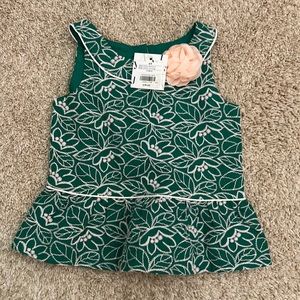 NWT green floral peplum top, 2t, Janie and Jack